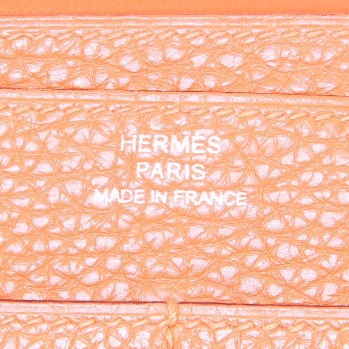 Portefeuille Hermes Dogon - Pocket Hand en cuir togo orange - Detail D3