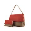 Celine All Soft handbag in taupe, brick red and beige leather - 00pp thumbnail