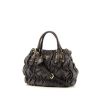 Prada Gaufre bag worn on the shoulder or carried in the hand in grey quilted canvas and grey leather - 00pp thumbnail