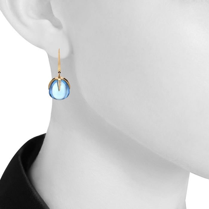 Paire de pendants d'oreilles Pomellato Veleno en or rose et topazes bleues