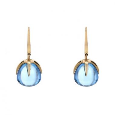 Paire de pendants d'oreilles Pomellato Veleno en or rose et topazes bleues