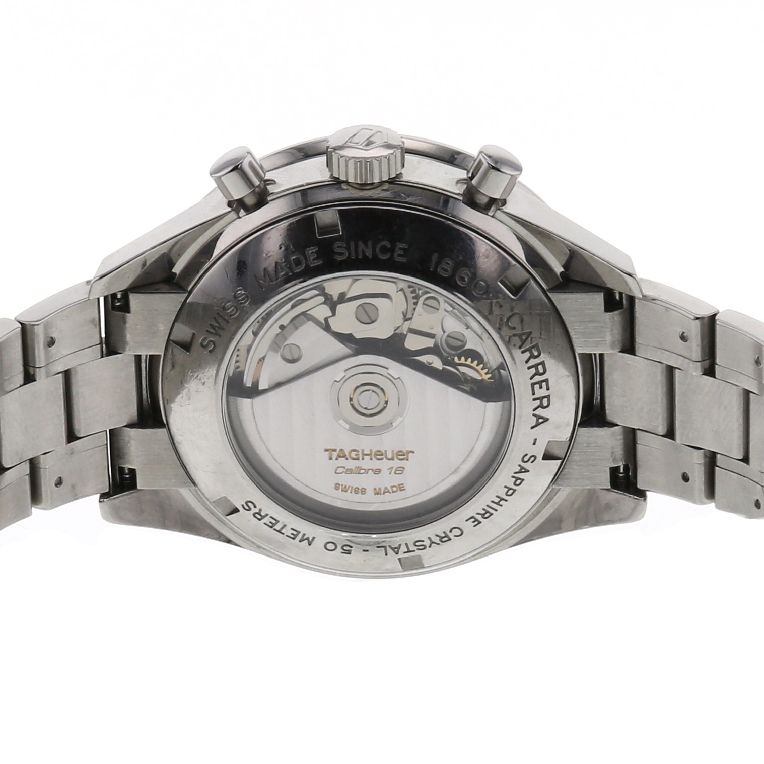 TAG Heuer Carrera Automatic Chronograph Tachymeter watch in stainless steel Ref:  CV2011 Circa  2000 - Detail D2