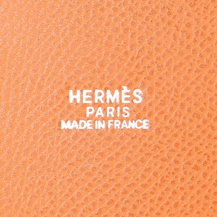 Borsa Hermes Farming in pelle Epsom bicolore bianca e arancione - Detail D4