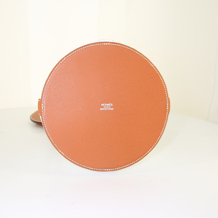 Hermes Farming handbag in white and orange bicolor epsom leather - Detail D5