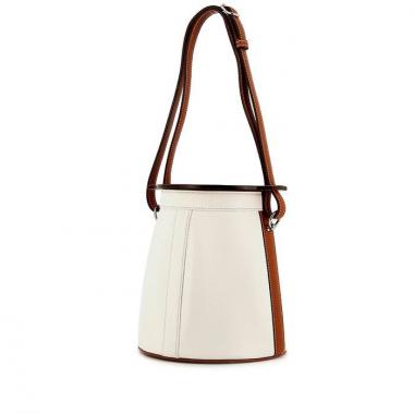 Bolso de mano Hermes Farming en cuero epsom bicolor blanco y naranja