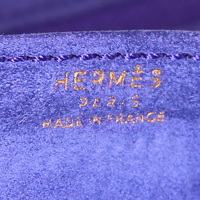 Sac porté épaule ou main Hermès Mocassin en veau doblis violet - Detail D3