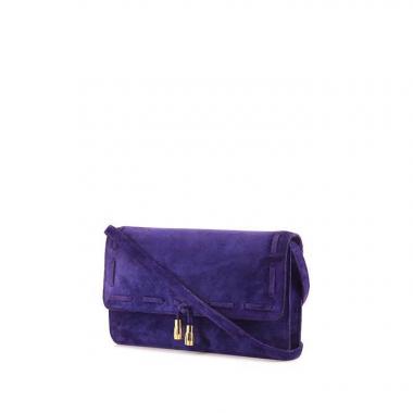 Hermès Mocassin bag worn on the shoulder or carried in the hand in purple doblis calfskin