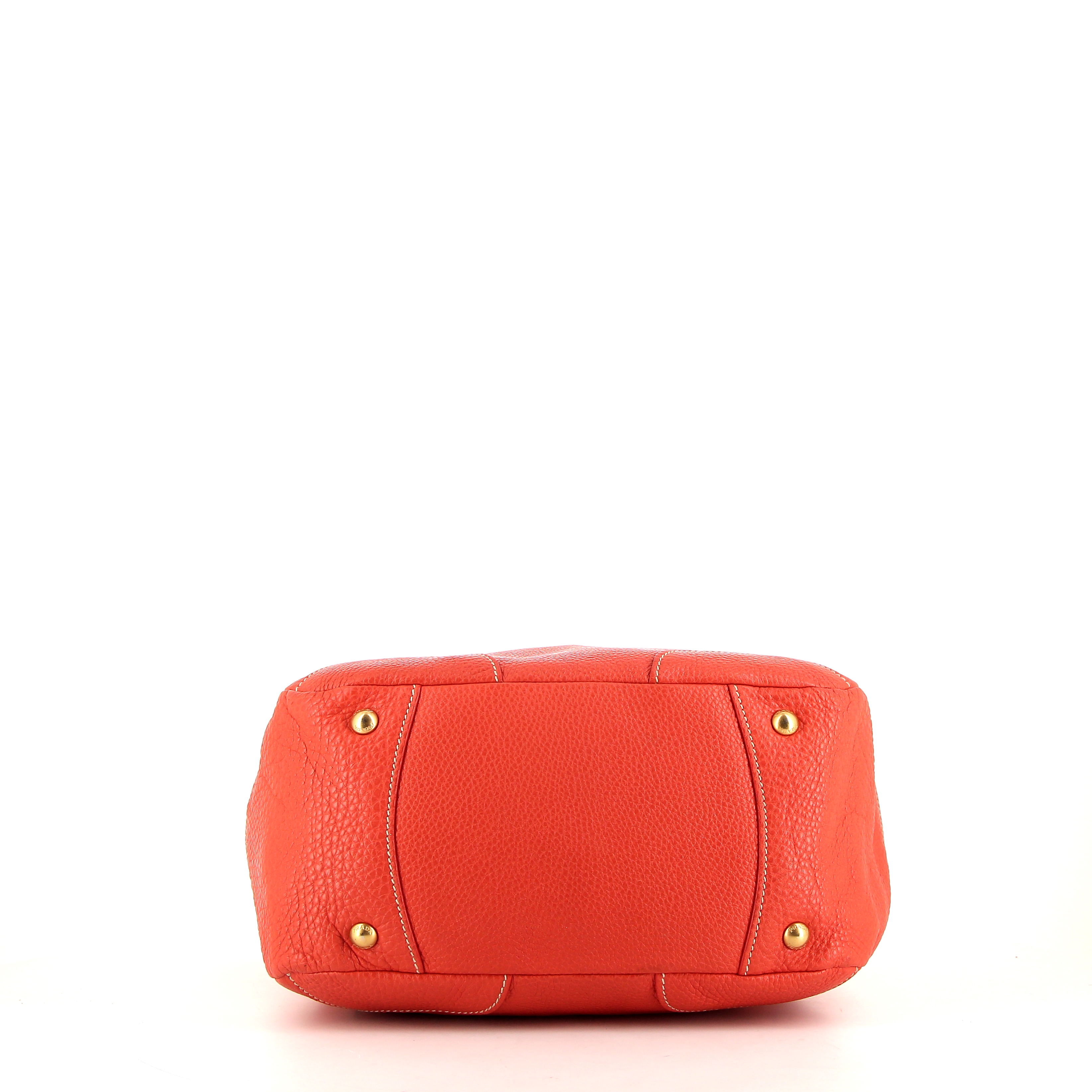 Sac cabas Prada Daino en cuir corail - Detail D4