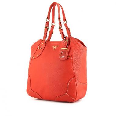 Sac cabas Prada Daino en cuir corail
