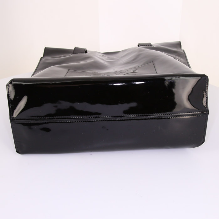 Loewe T shopper  shopping bag in black patent leather - Detail D4