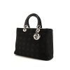 Bolso de mano Dior Lady Dior modelo grande en lona negra y charol negro - 00pp thumbnail
