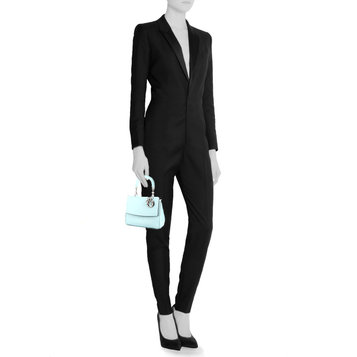 Dior Be Dior small model shoulder bag in turquoise grained leather - Detail D1