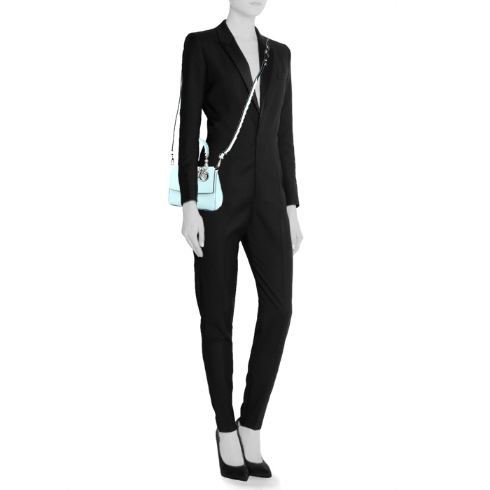 Dior Be Dior small model shoulder bag in turquoise grained leather - Detail D2