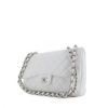 Chanel Timeless jumbo handbag in white quilted grained leather - 00pp thumbnail