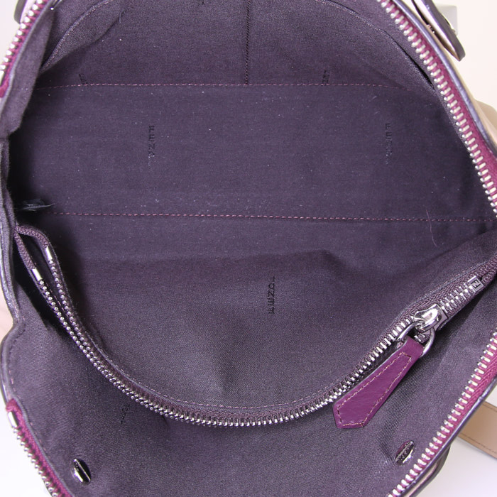 Fendi By the way shoulder bag in beige, white and burgundy tricolor leather - Detail D3