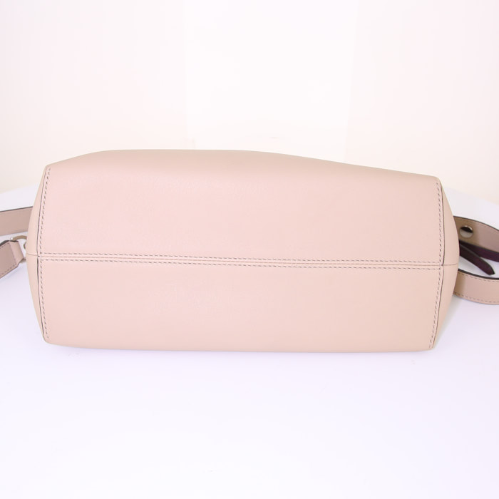 Fendi By the way shoulder bag in beige, white and burgundy tricolor leather - Detail D5