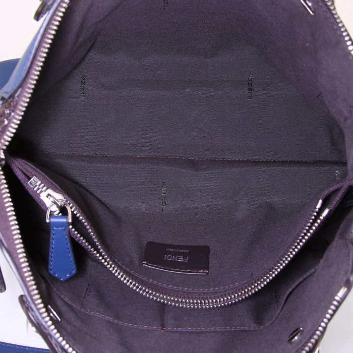 Borsa Fendi By the way in pelle blu e pitone verde - Detail D3