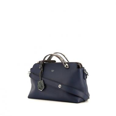 Borsa Fendi By the way in pelle blu e pitone verde