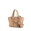 Tod's Joy mini shoulder bag in beige grained leather and yellow leather - 00pp thumbnail