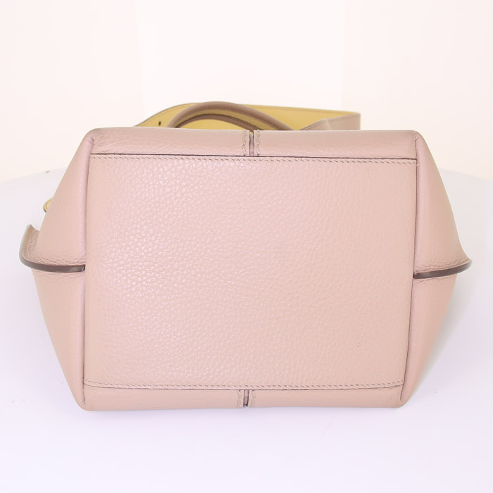 Borsa a tracolla Tod's Joy mini in pelle martellata beige e pelle gialla - Detail D5