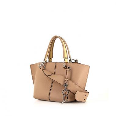 Bolso bandolera Tod's Joy mini en cuero granulado beige y cuero amarillo