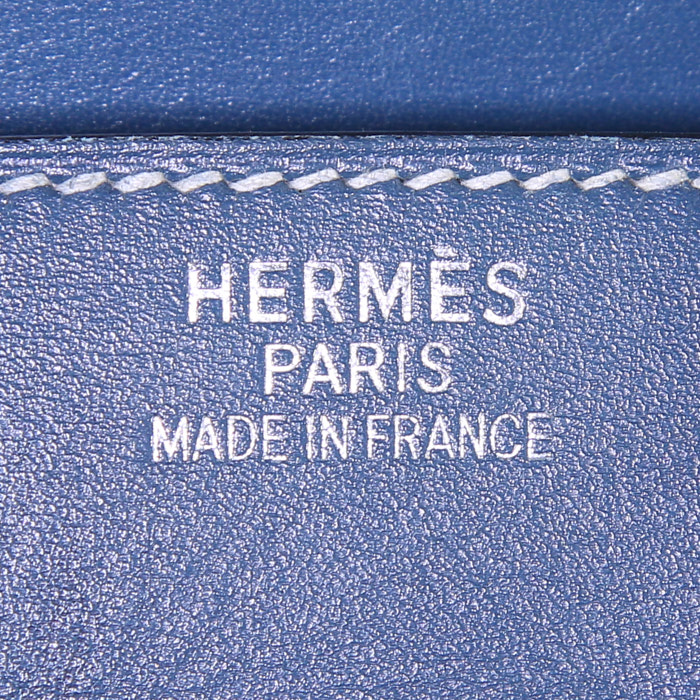 Borsa Hermes Birkin 35 cm in pelle box blu - Detail D3
