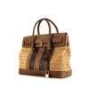 Gucci Gucci Vintage handbag in brown grained leather and beige raphia - 00pp thumbnail