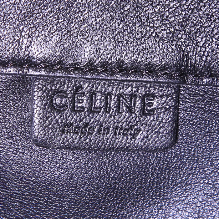 Bolso Cabás Celine Gusset en lona beige y cuero negro - Detail D3