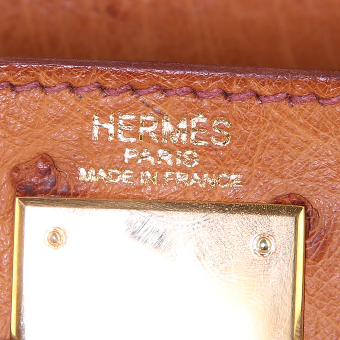 Borsa Hermes Kelly 28 cm in struzzo gold - Detail D4