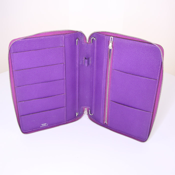 Porta agenda Hermès en piel de lagarto violeta - Detail D2