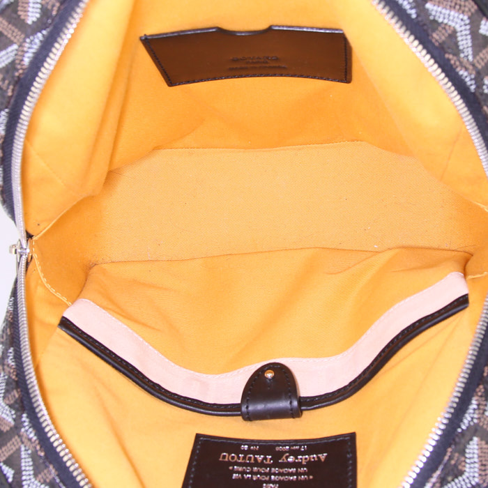 Bolso para llevar al hombro o en la mano Goyard Saint Martin en tela Goyardine negra y cuero negro - Detail D2