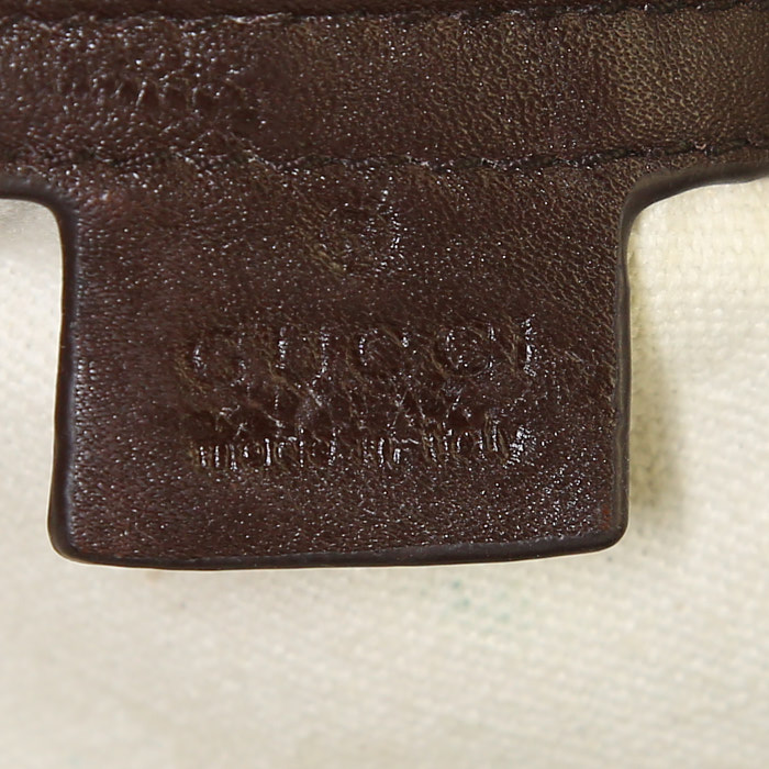 Sac cabas Gucci Marrakech en toile monogram beige et cuir marron - Detail D3