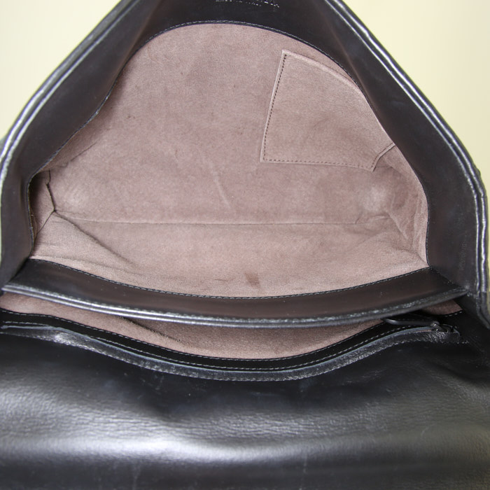 Bolso de mano Bottega Veneta Olimpia en cuero trenzado negro - Detail D2