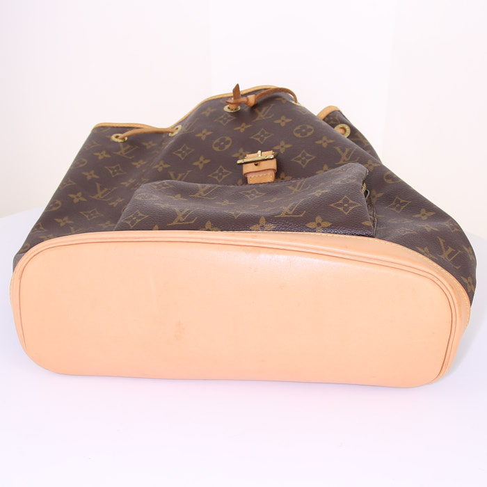 Zaino Louis Vuitton Montsouris Backpack in tela monogram marrone e pelle naturale - Detail D4
