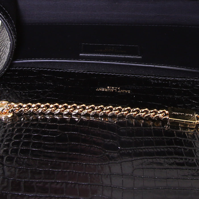 Borsa a tracolla Saint Laurent Kate modello piccolo in pelle nera simil coccodrillo - Detail D2