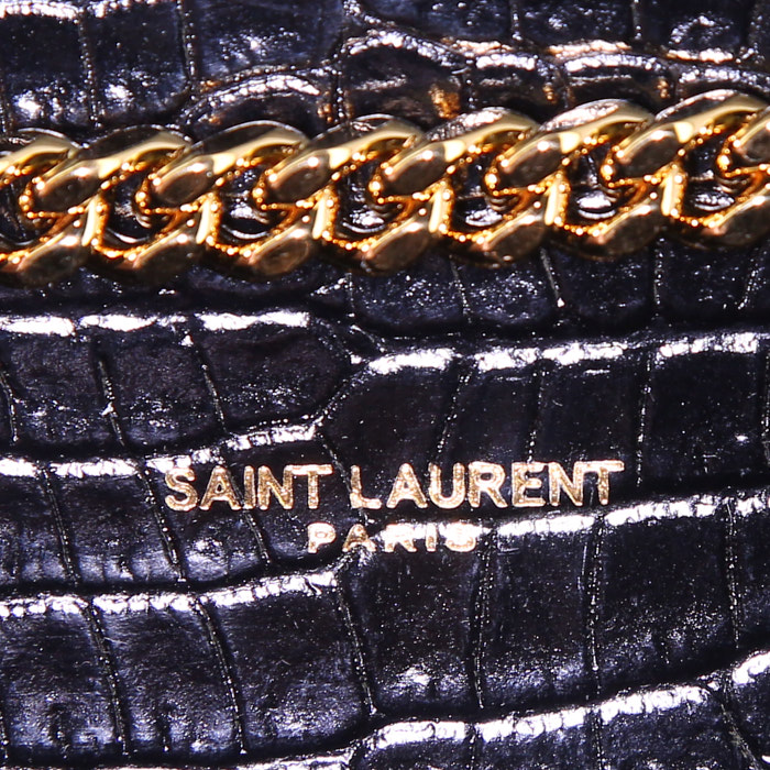 Borsa a tracolla Saint Laurent Kate modello piccolo in pelle nera simil coccodrillo - Detail D3
