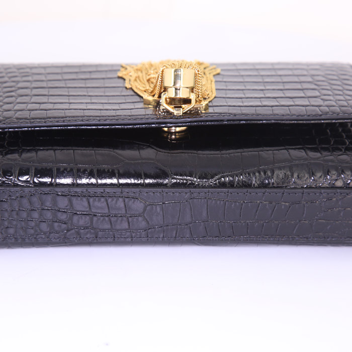 Sac bandoulière Saint Laurent Kate petit modèle en cuir noir - Detail D4