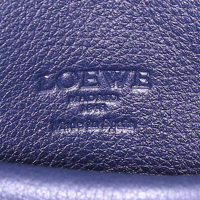 Bolso 24 horas Loewe Amazona en ante azul marino y cuero azul marino - Detail D3
