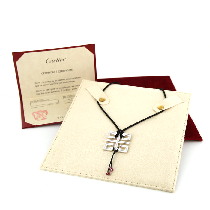 Collana Cartier Le Baiser du Dragon in oro bianco,  rubini e seta - Detail D2