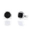 Cartier Pasha pair of cufflinks in silver and onyx - 00pp thumbnail