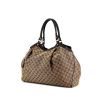 Gucci Sukey large model bag worn on the shoulder or carried in the hand in beige monogram canvas and brown leather - 00pp thumbnail