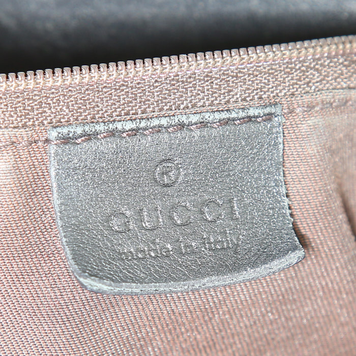 Borsa da spalla o a mano Gucci Sukey modello grande in tela monogram beige e pelle marrone - Detail D4