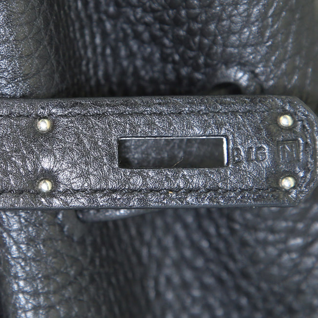 Sac à main Hermes Birkin 35 cm en cuir togo noir - Detail D4