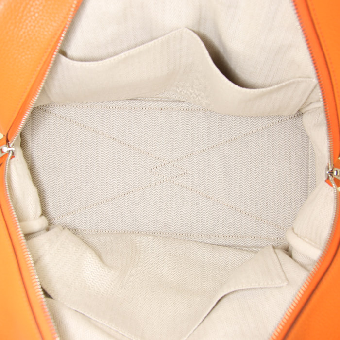 Bolso de mano Hermes Victoria en cuero togo naranja - Detail D2