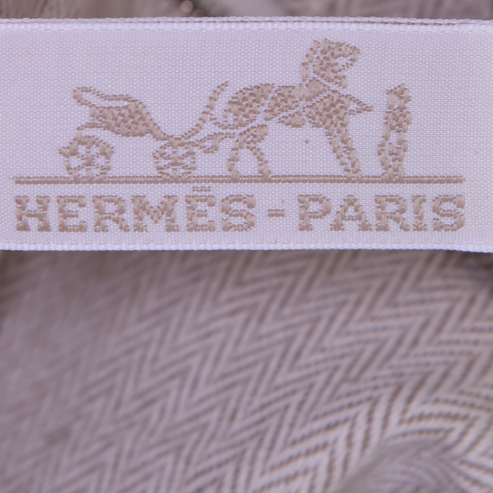 Hermès Fourbi large model pouch in beige canvas and brown Barenia leather - Detail D2