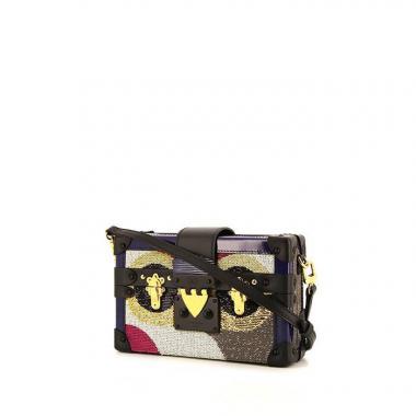 Louis Vuitton Petite Malle shoulder bag in pink, white, grey and black and gold paillette and black leather