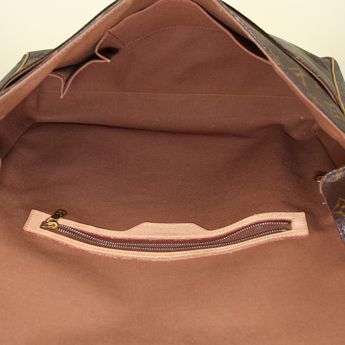 Louis Vuitton Abbesses shoulder bag in brown monogram canvas and natural leather - Detail D2