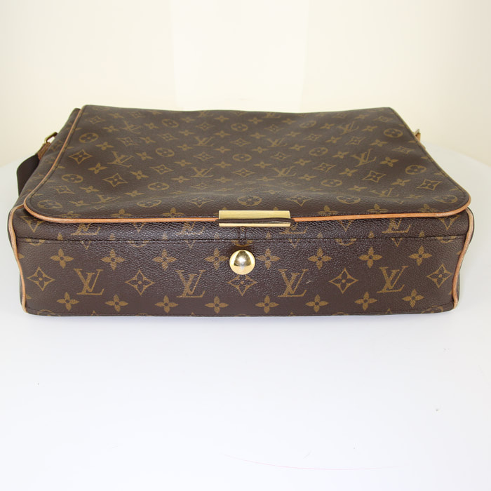 Louis Vuitton Abbesses shoulder bag in brown monogram canvas and natural leather - Detail D4