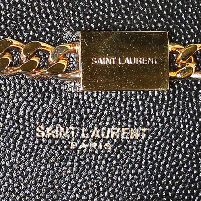 Saint Laurent Kate small model shoulder bag in black grained leather - Detail D3