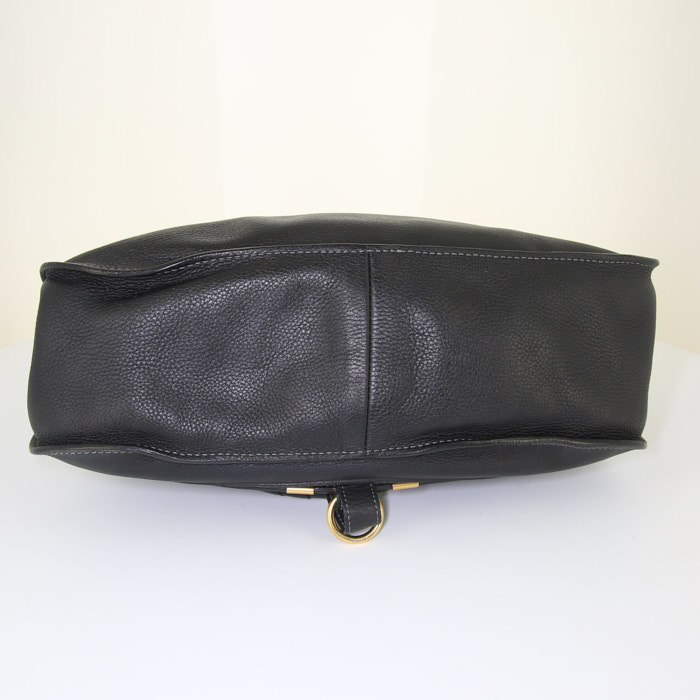 Chloé Marcie medium model handbag in black grained leather - Detail D5